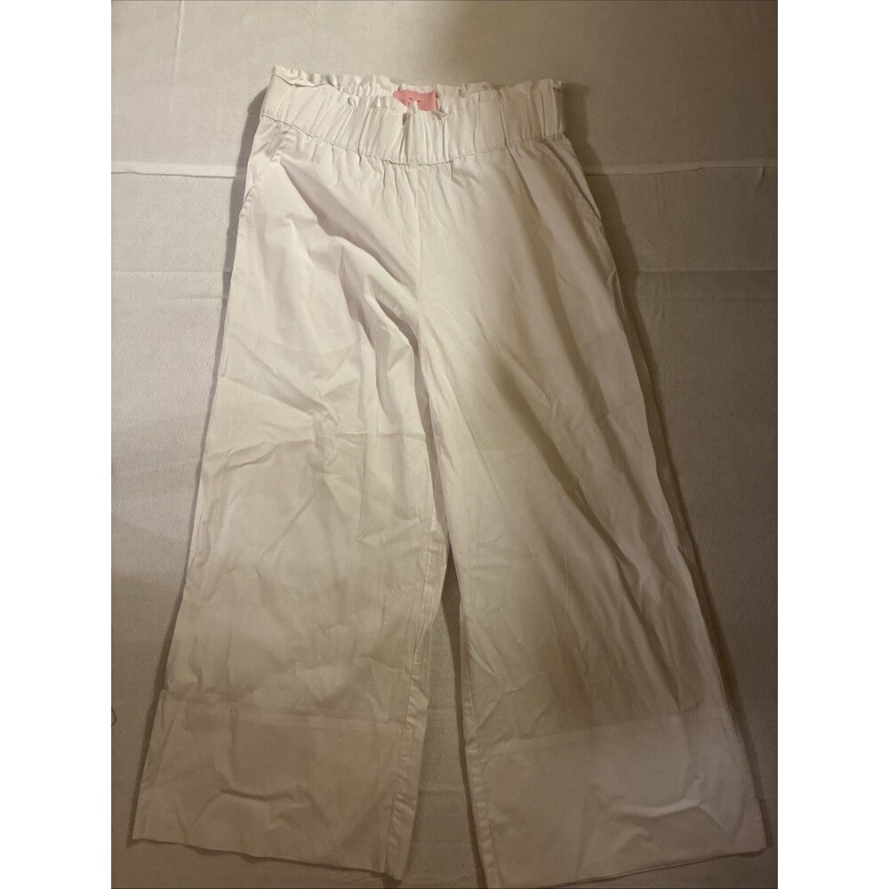 Quiet Culture Women’s White Wide Leg Pants Medium Pull On Stretch Cotton